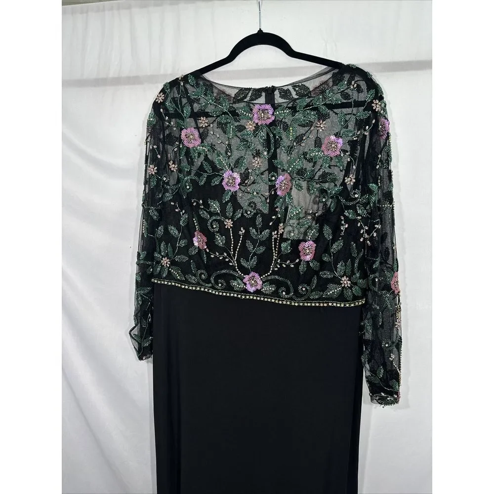 NWT $698 Mac Duggal [ 18 ]‎ Beaded Illusion High Neck Trumpet Gown Black #G1884 - Picture 11 of 16